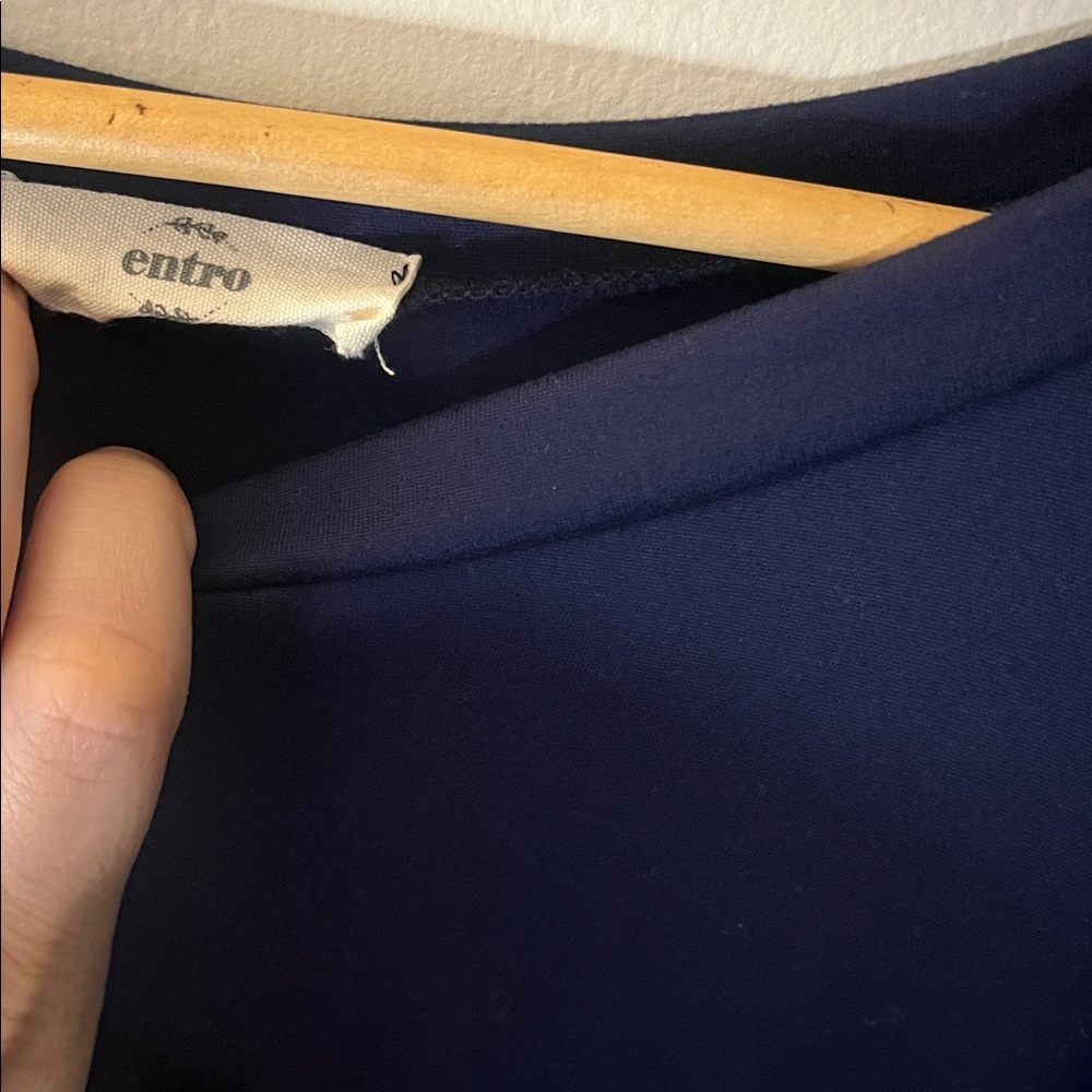 Entro Dark Blue Peplum Short Sleeve Top - Picture 4 of 5